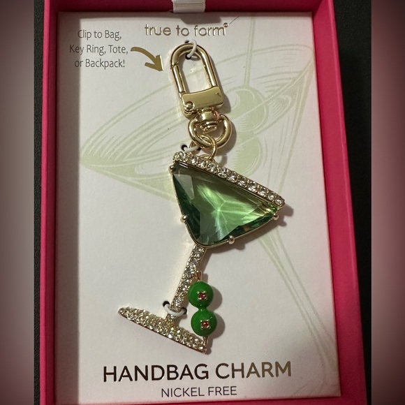 T.J.Maxx Accessories - True to form green stone with CZ martini glass bag, charm